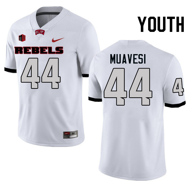 Youth #44 Waisale Muavesi UNLV Rebels College Football Jerseys Stitched-White